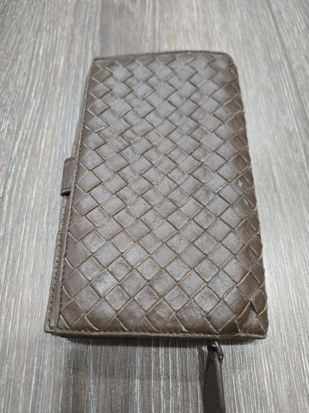 Bottega Veneta Brown Woven Leather Continental Wallet